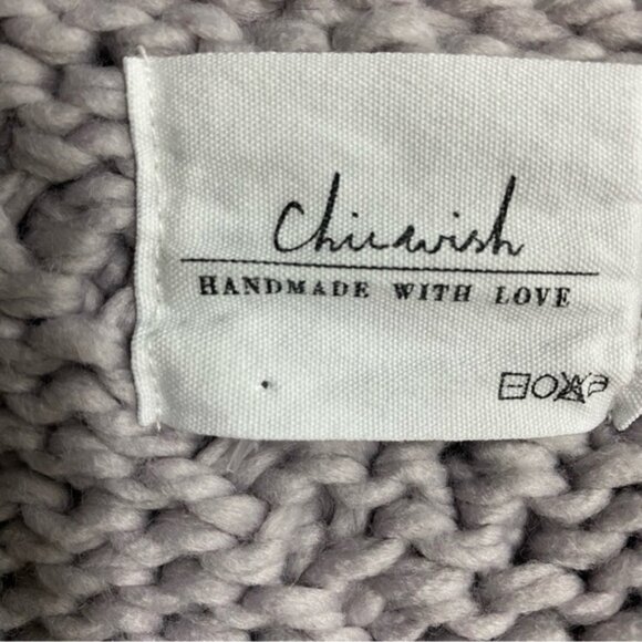 Chicwish Handmade Purple Grey V Neck Textured Bubble Knit Hearts Sweater M - Picture 3 of 15